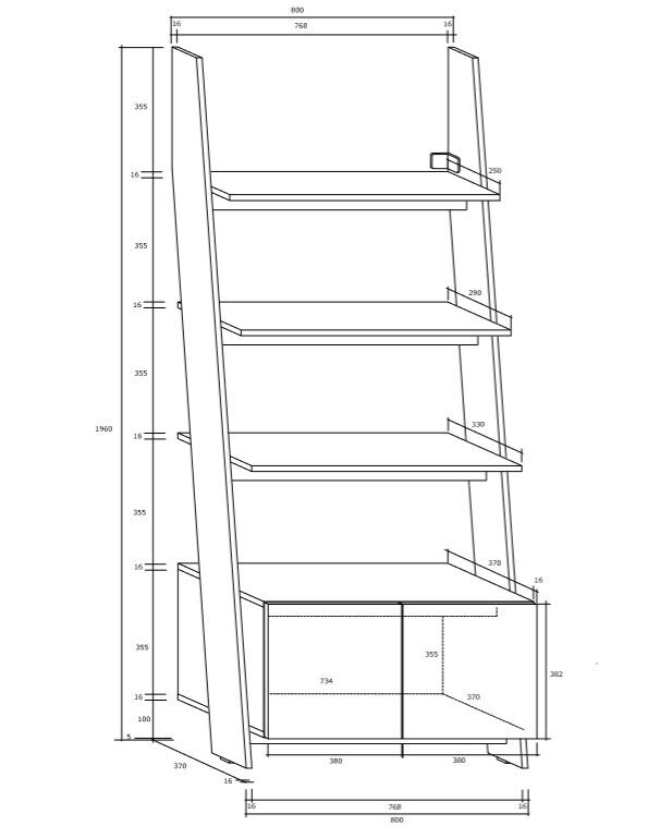 Põrandariiul Rack 80-1D, valge/must цена и информация | Riiulid | hansapost.ee