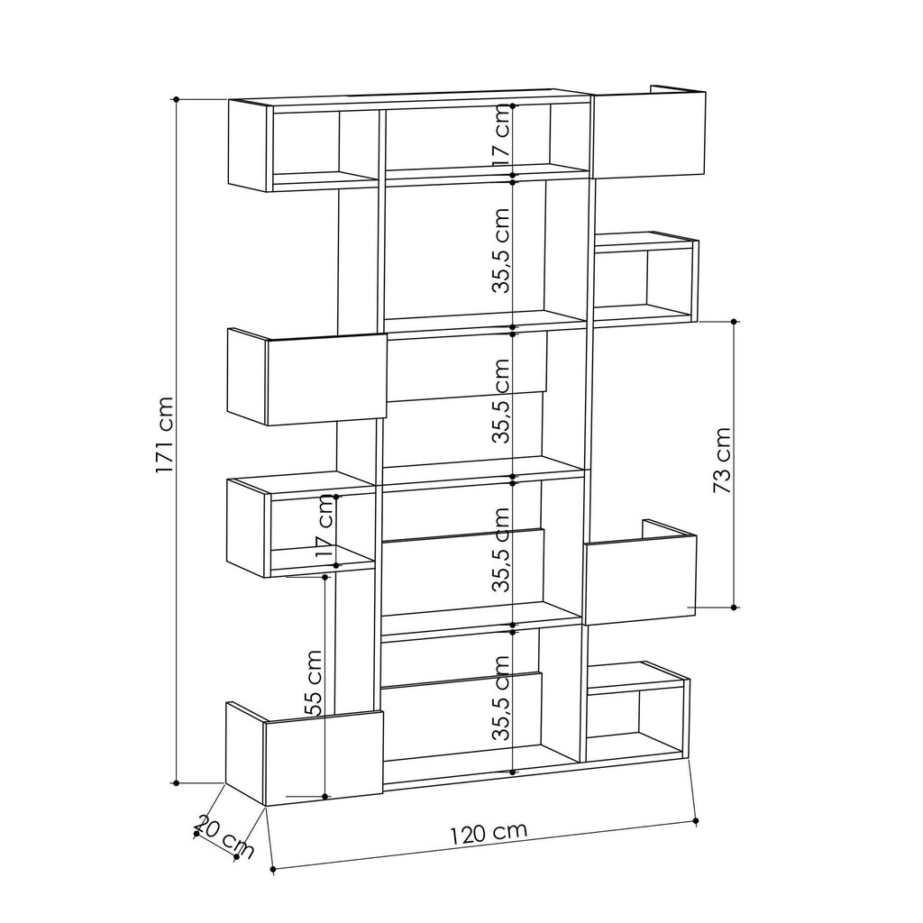 Eraldiseisev riiul Kalune Design Niho, pruun/hall hind ja info | Riiulid | hansapost.ee