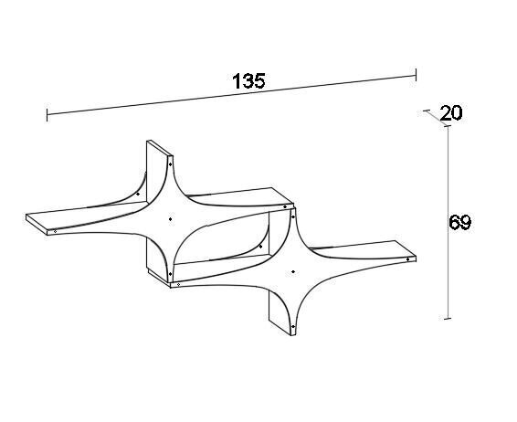 Seinariiul Kalune Design Wall Shelf 775, 135 cm, valge/must цена и информация | Riiulid | hansapost.ee