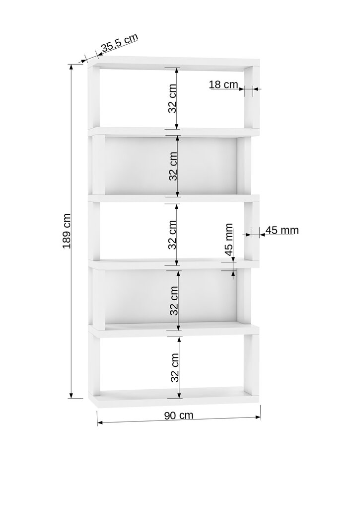 Riiul ADRK Furniture Stephan, valge/hall цена и информация | Riiulid | hansapost.ee