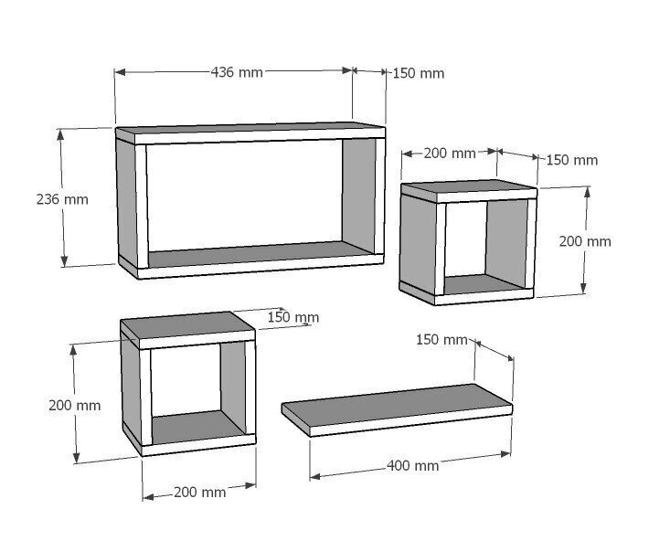 4-riiuli komplekt Kalune Design Babi, valge hind ja info | Riiulid | hansapost.ee