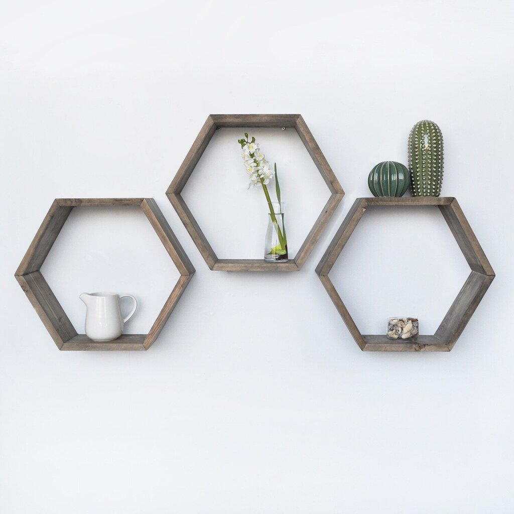 3 riiuli komplekt Kalune Design HEX001, pruun hind ja info | Riiulid | hansapost.ee