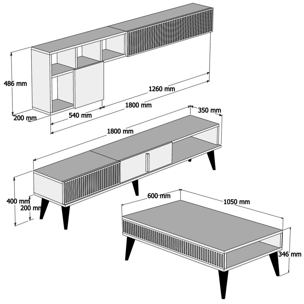 Elutoa mööblikomplekt Kalune Design 845(VI), tumepruun hind ja info | Sektsioonkapid | hansapost.ee