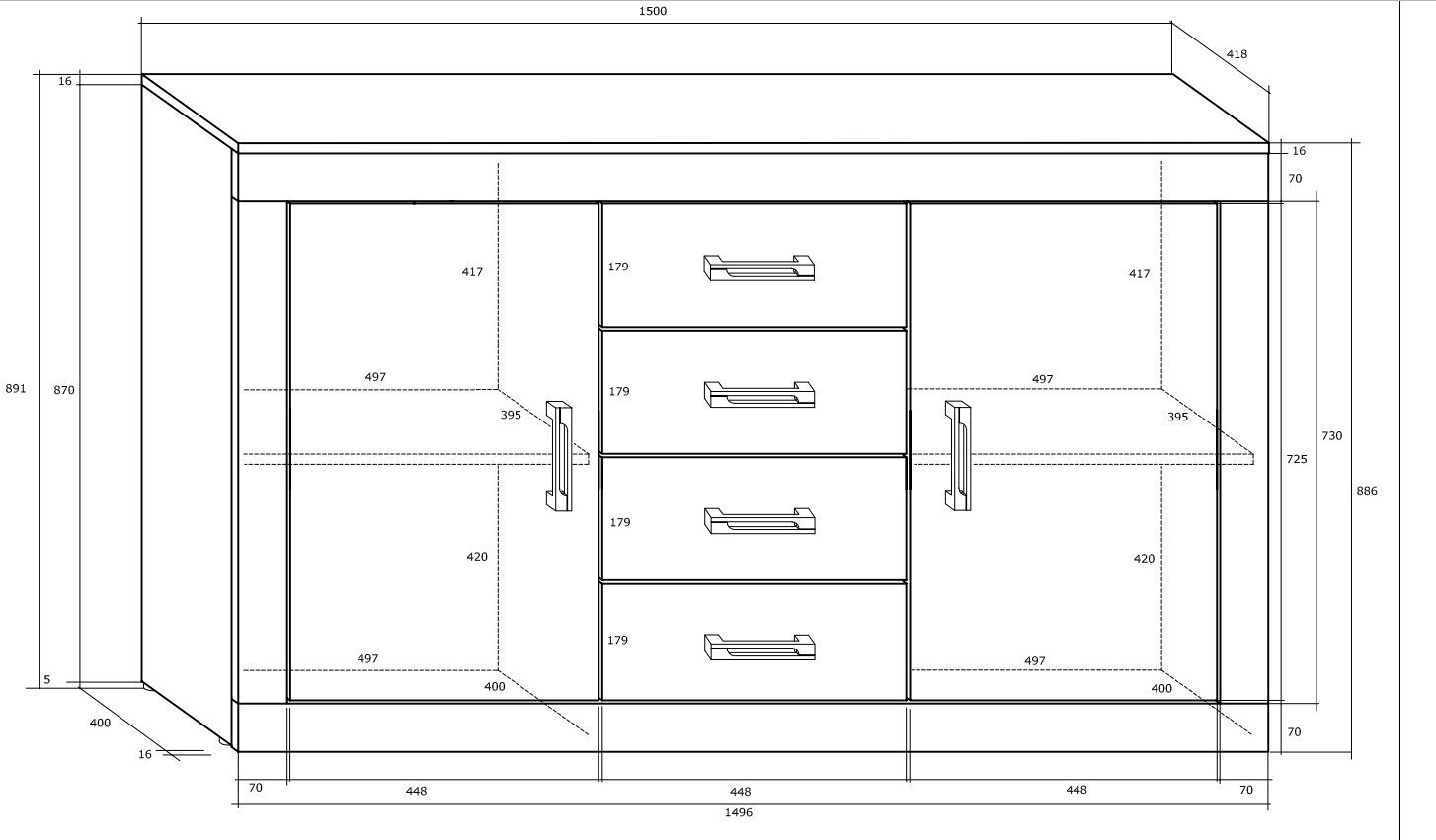 Kummut Verin 2D4S, hele tamm hind ja info | Kummutid | hansapost.ee