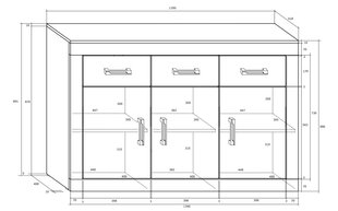 Kummut Verin 3D3S, hele tamm / tume tamm hind ja info | Kummutid | hansapost.ee