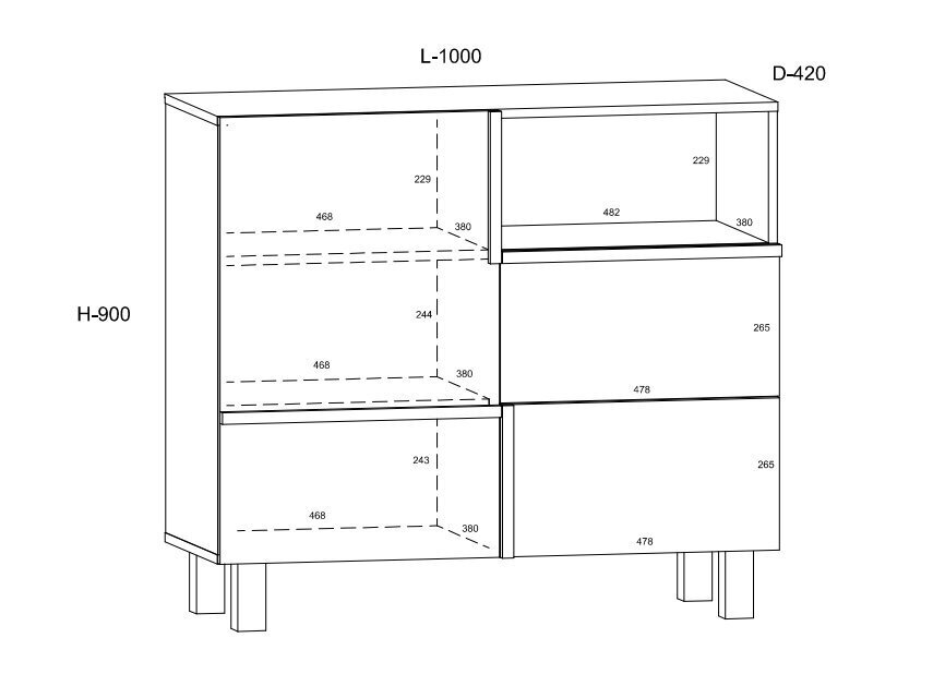 Kummut Meblocross Lars 01 1D2S, valge/pruun hind ja info | Kummutid | hansapost.ee