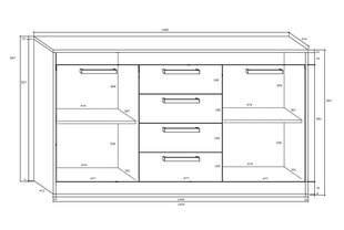 Kummut Meblocross Maximus 2D4S, tume tamm/valge цена и информация | Комоды | hansapost.ee