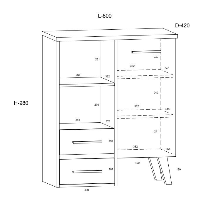 Kummut Meblocross Nordis 1D2S, tamm/valge price and information | Kummutid | hansapost.ee