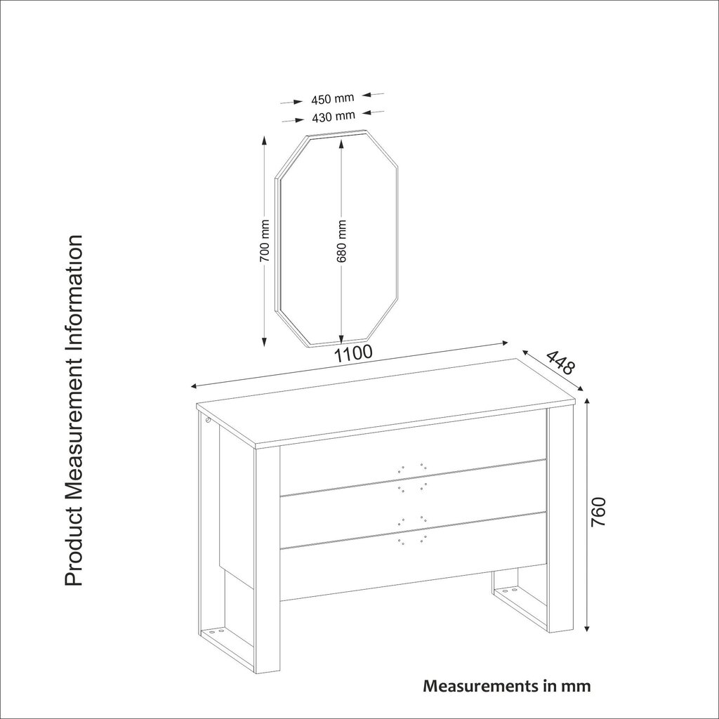 Kummuti ja peegli komplekt Kalune Design Bumerang Aynali, pruun/hall цена и информация | Kummutid | hansapost.ee