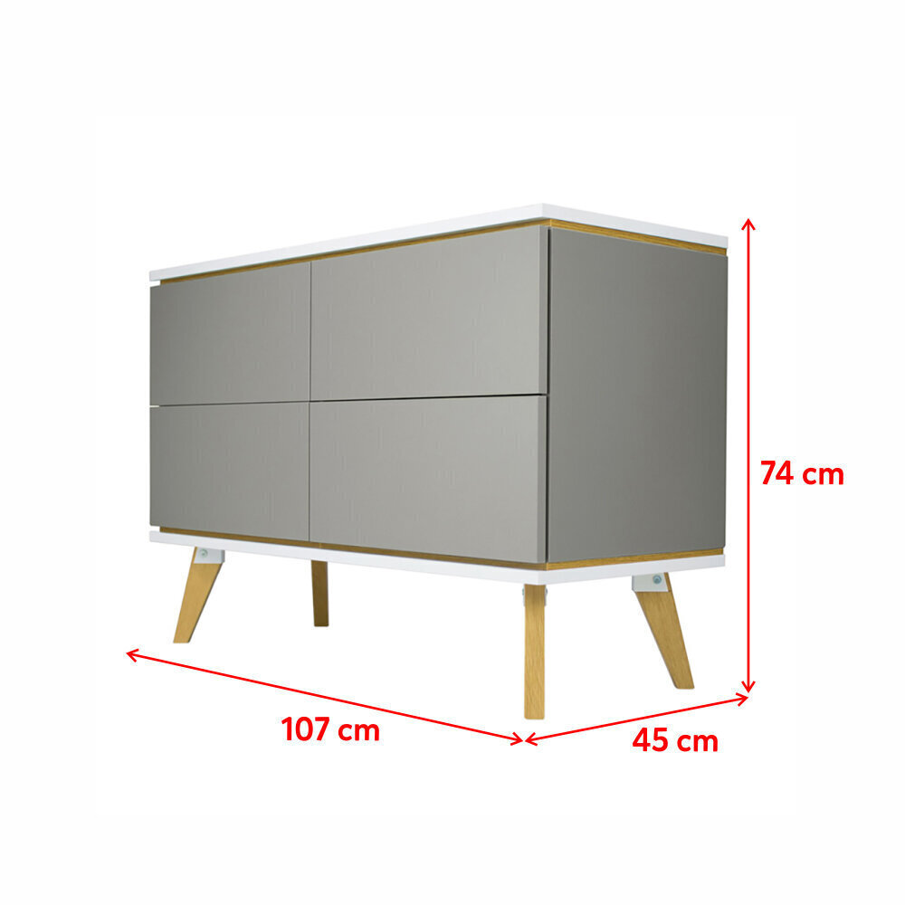 Kummut Selsey Damaro, 107 cm, hall цена и информация | Kummutid | hansapost.ee