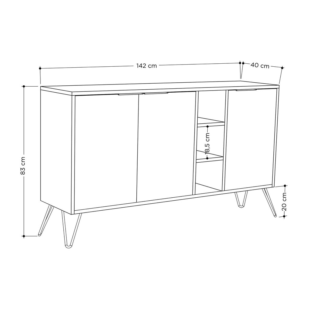 Kummut Kalune Design 855, 142 cm, helepruun/hall цена и информация | Kummutid | hansapost.ee