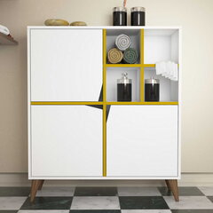 Kummut Kalune Design 845, 115 cm, valge/kollane price and information | Chests of drawers | hansapost.ee