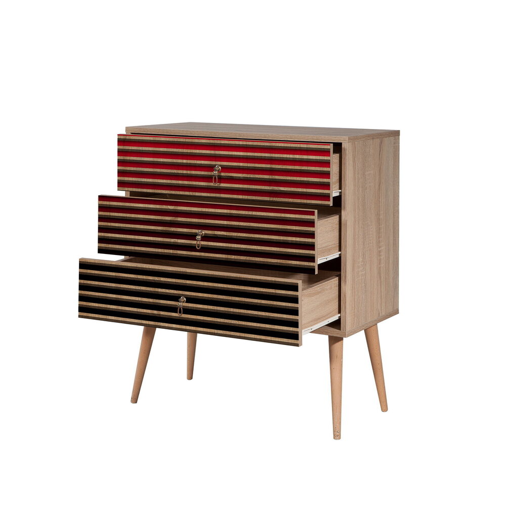 Kummut Kalune Design Dresser 3433, tamme värv/punane hind ja info | Kummutid | hansapost.ee