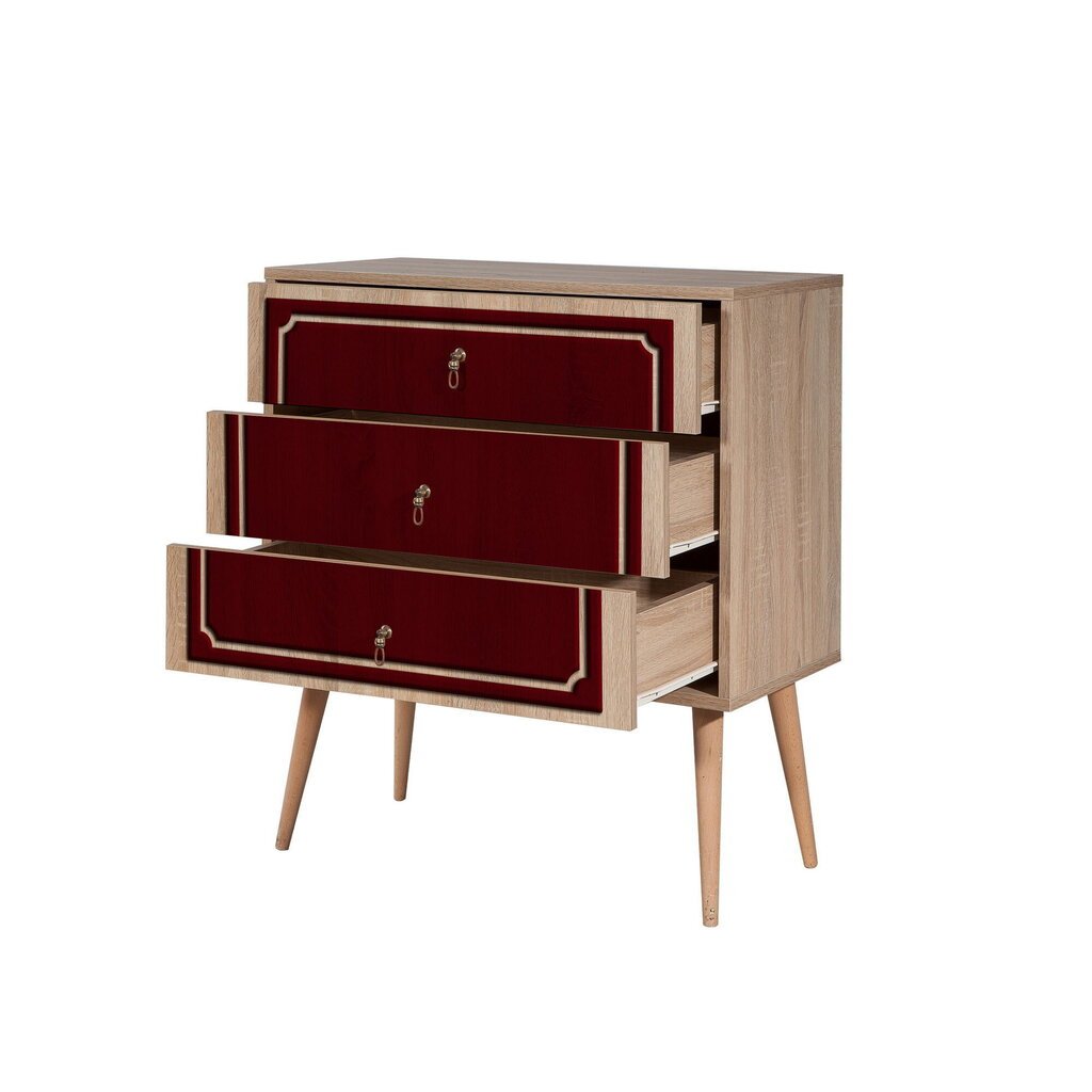 Kummut Kalune Design Dresser 3437, tamme värv/punane цена и информация | Kummutid | hansapost.ee