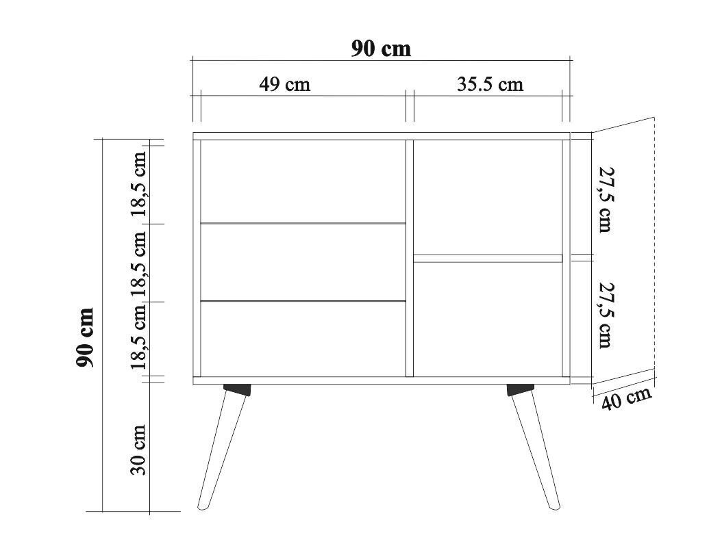 Kummut Kalune Design Dresser 3445, tamme värv/punane hind ja info | Kummutid | hansapost.ee