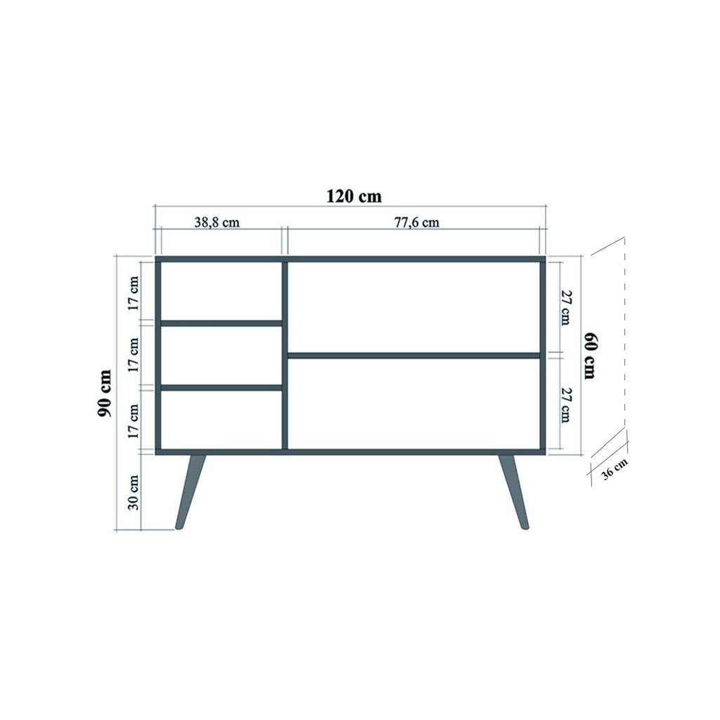 Kummut Kalune Design 863 (VII), 120 cm, punane/tamme värv hind ja info | Kummutid | hansapost.ee