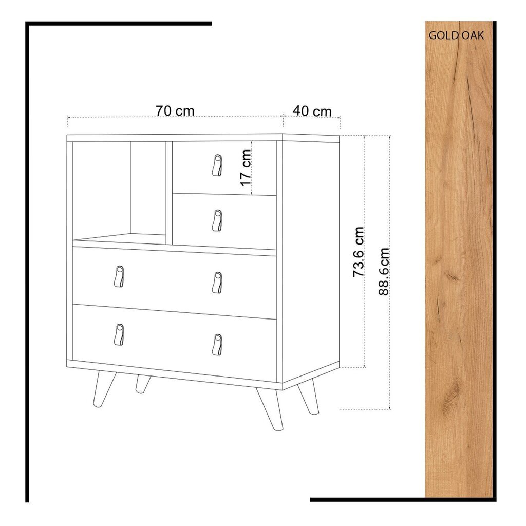 Kummut Kalune Design Fallow, valge / pruun hind ja info | Kummutid | hansapost.ee