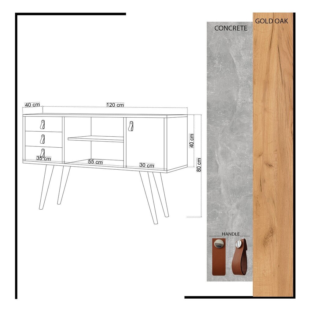 Kummut Kalune Design İndira, hall/pruun hind ja info | Kummutid | hansapost.ee