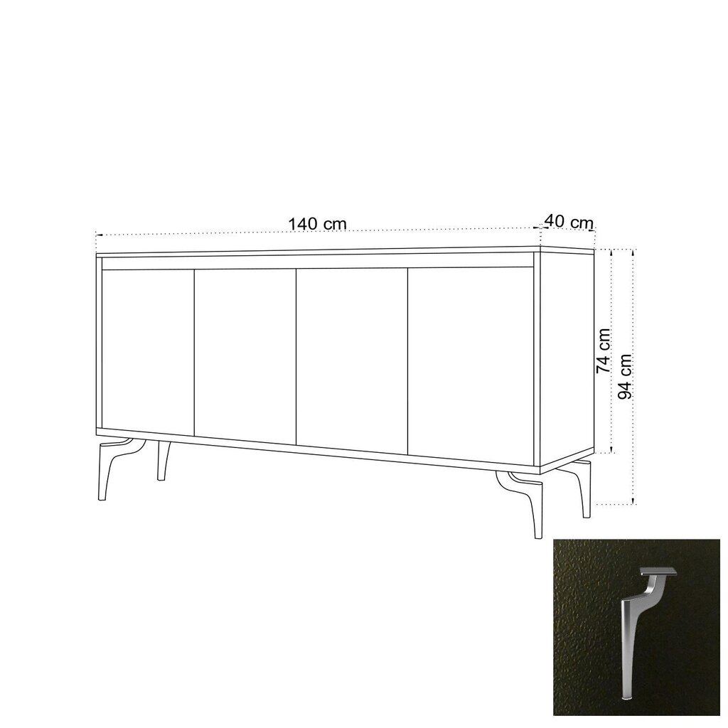 Kummut Kalune Design Peeta, must hind ja info | Kummutid | hansapost.ee