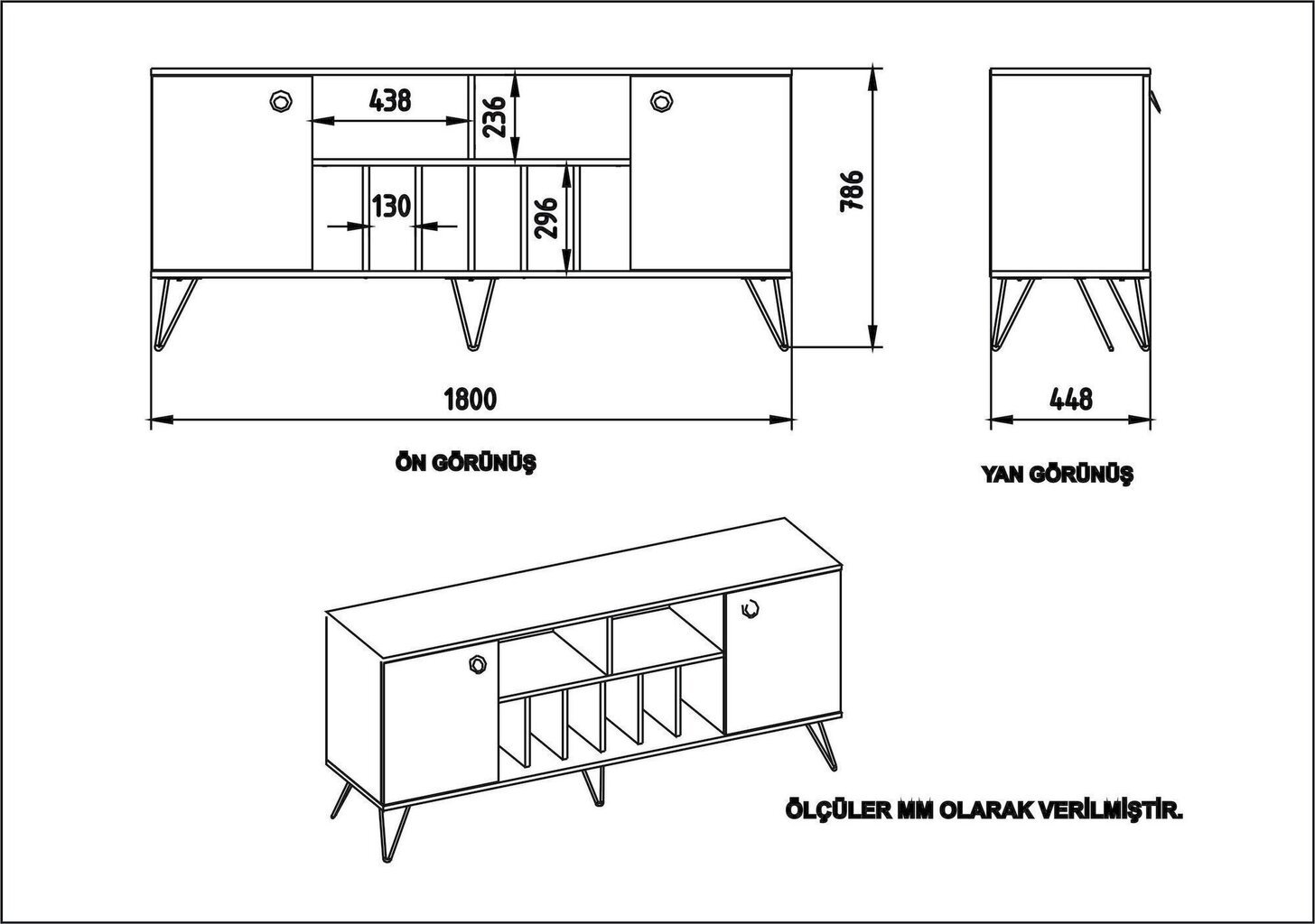 Peegliga kummut Kalune Design Lorenz Ayna, must hind ja info | Kummutid | hansapost.ee