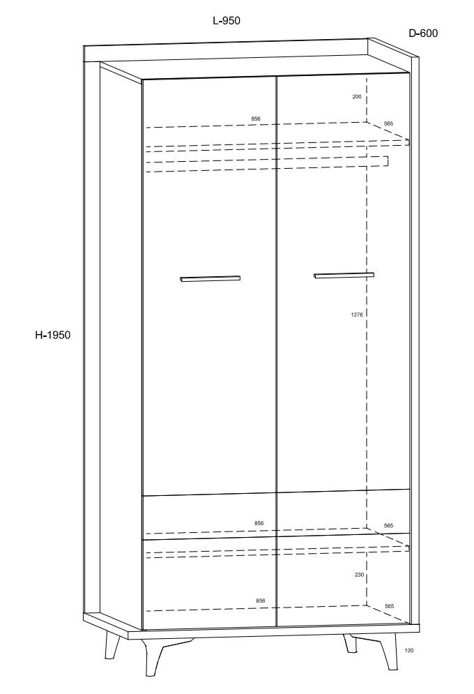 Riidekapp Meblocross Box 10 2D, hele tamm/valge värv цена и информация | Kapid | hansapost.ee