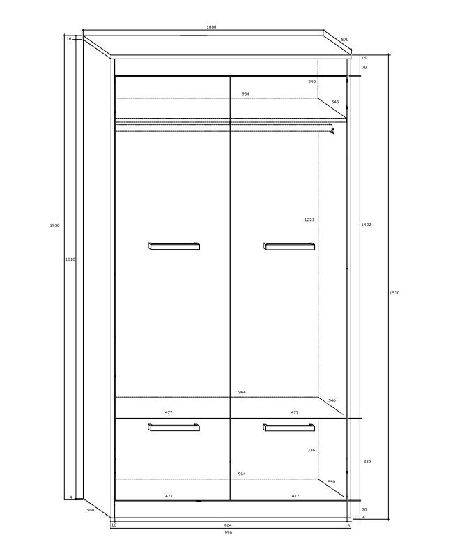 Riidekapp Meblocross Maximus 4D, tume tamm/valge hind ja info | Kapid | hansapost.ee