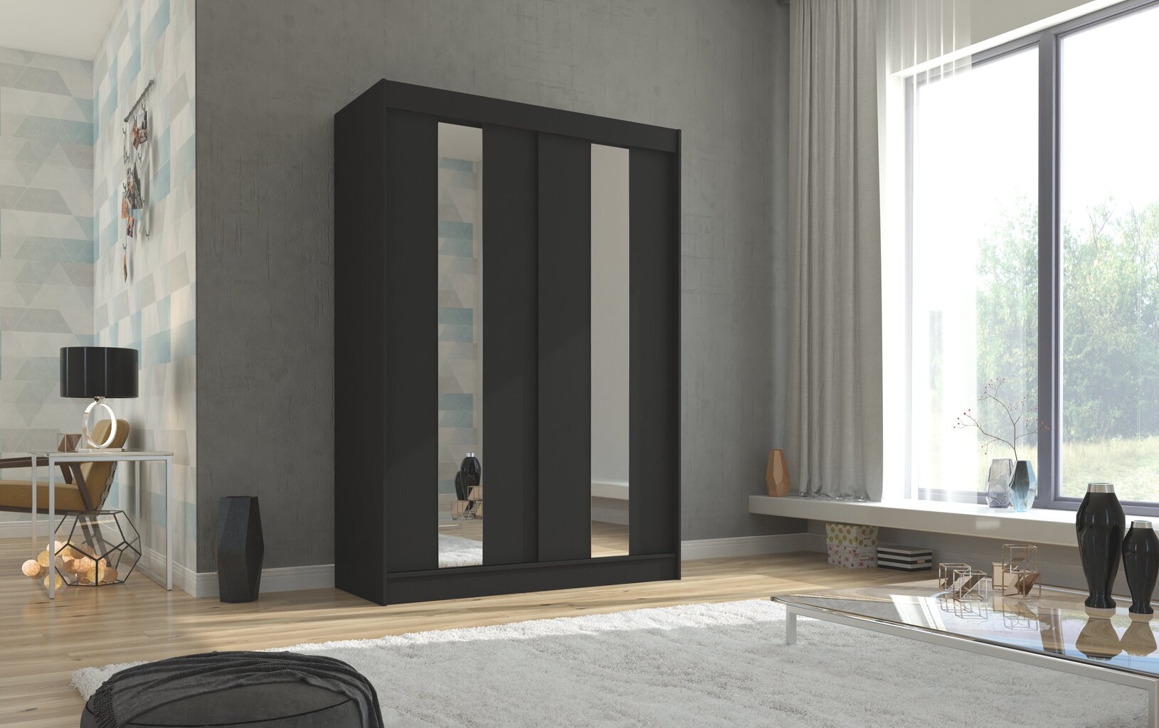Riidekapp Adrk Furniture Balton 150 cm, must hind ja info | Kapid | hansapost.ee