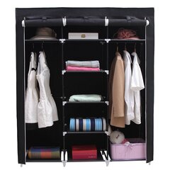 Текстильный шкаф для одежды Songmics 175x150 см, черный цена и информация | Шкафы | hansapost.ee