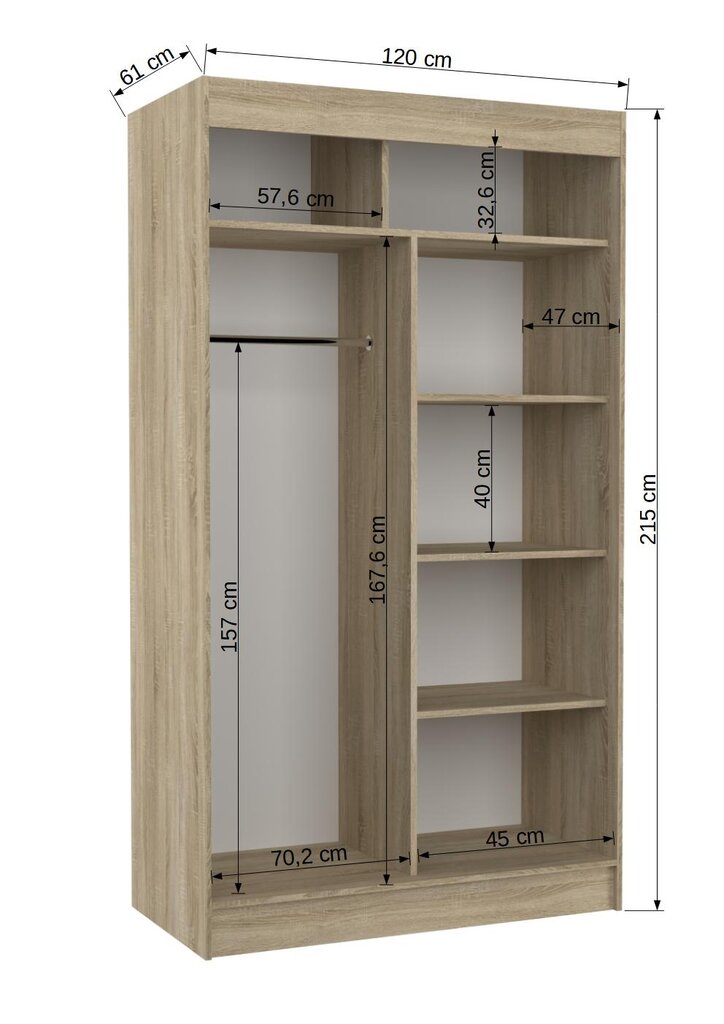 Riidekapp Adrk Furniture Tamos 120 cm, pruun/must цена и информация | Kapid | hansapost.ee