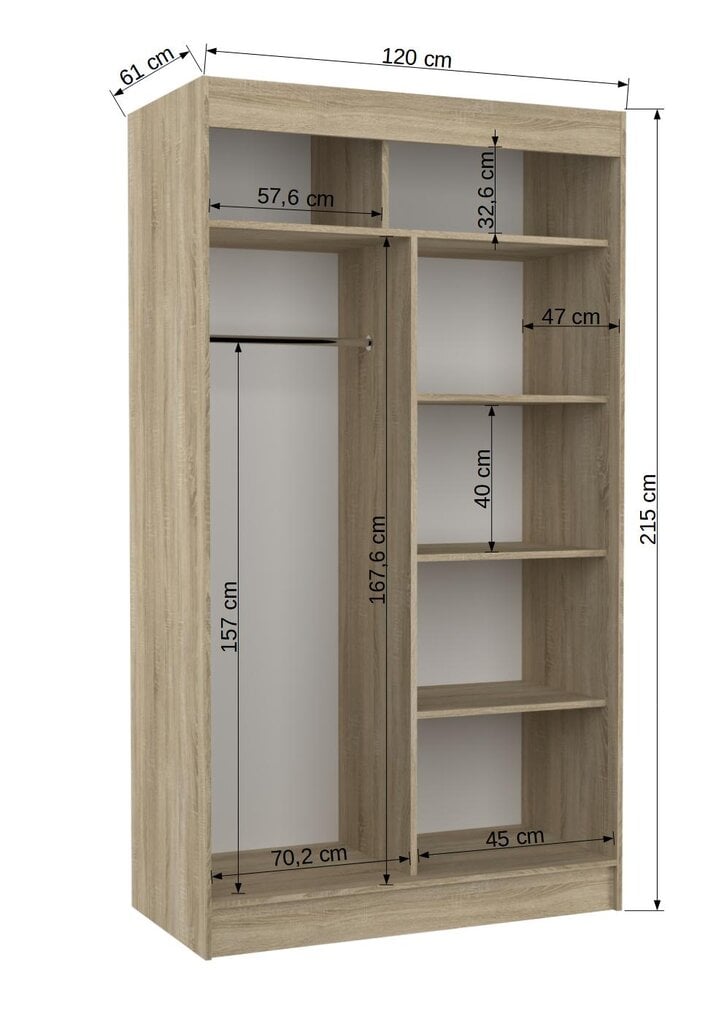 Riidekapp Adrk Furniture Tamos 120 cm, pruun/valge hind ja info | Kapid | hansapost.ee