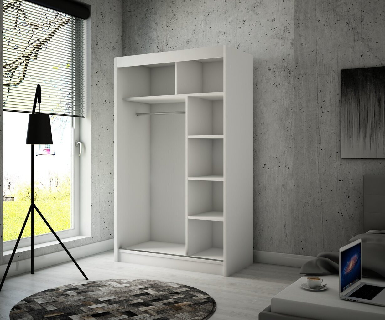 Riidekapp Adrk Furniture Toura 120 cm, must/hall hind ja info | Kapid | hansapost.ee