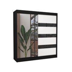 Riidekapp Adrk Furniture Toura 200 cm, must/valge hind ja info | Kapid | hansapost.ee