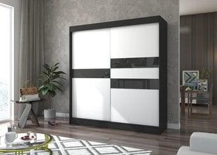 Riidekapp Adrk Furniture Batia 200 cm, must/valge hind ja info | Kapid | hansapost.ee