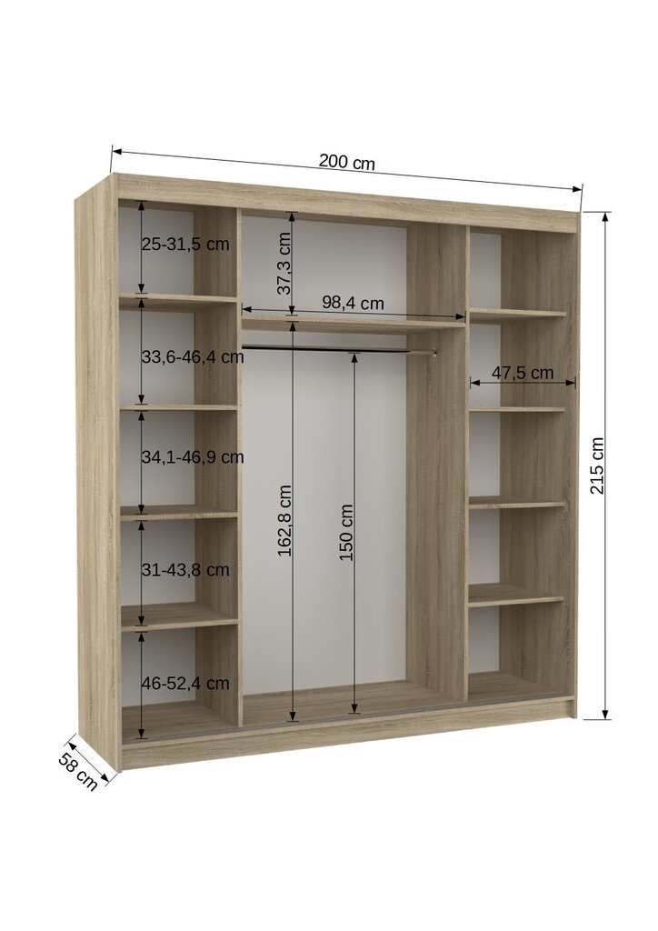 Kapp ADRK Furniture Olivier, tamme värv/valge hind ja info | Kapid | hansapost.ee