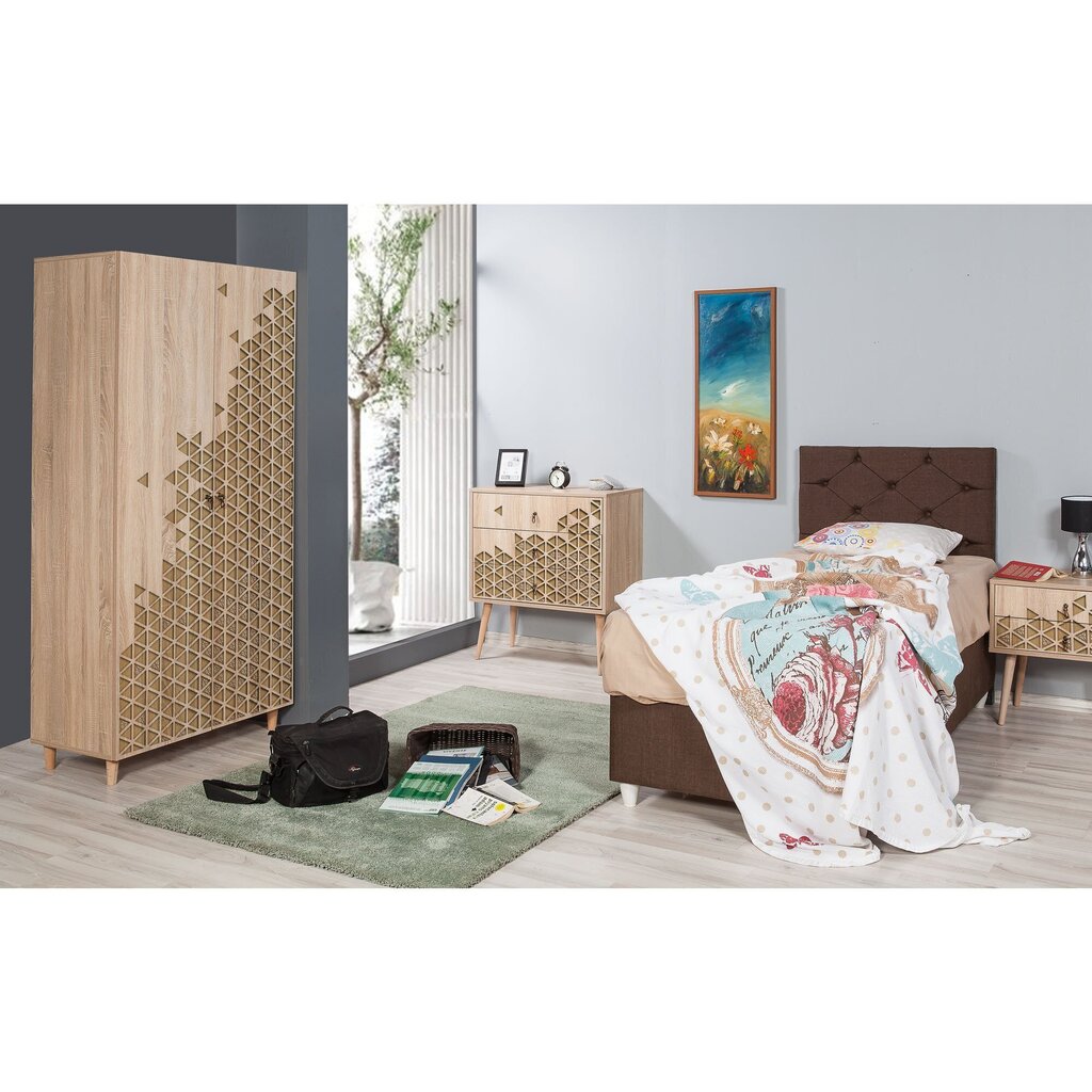 Riidekapp Kalune Design Wardrobe 863 (I), 90 cm, tamm/kollane цена и информация | Kapid | hansapost.ee