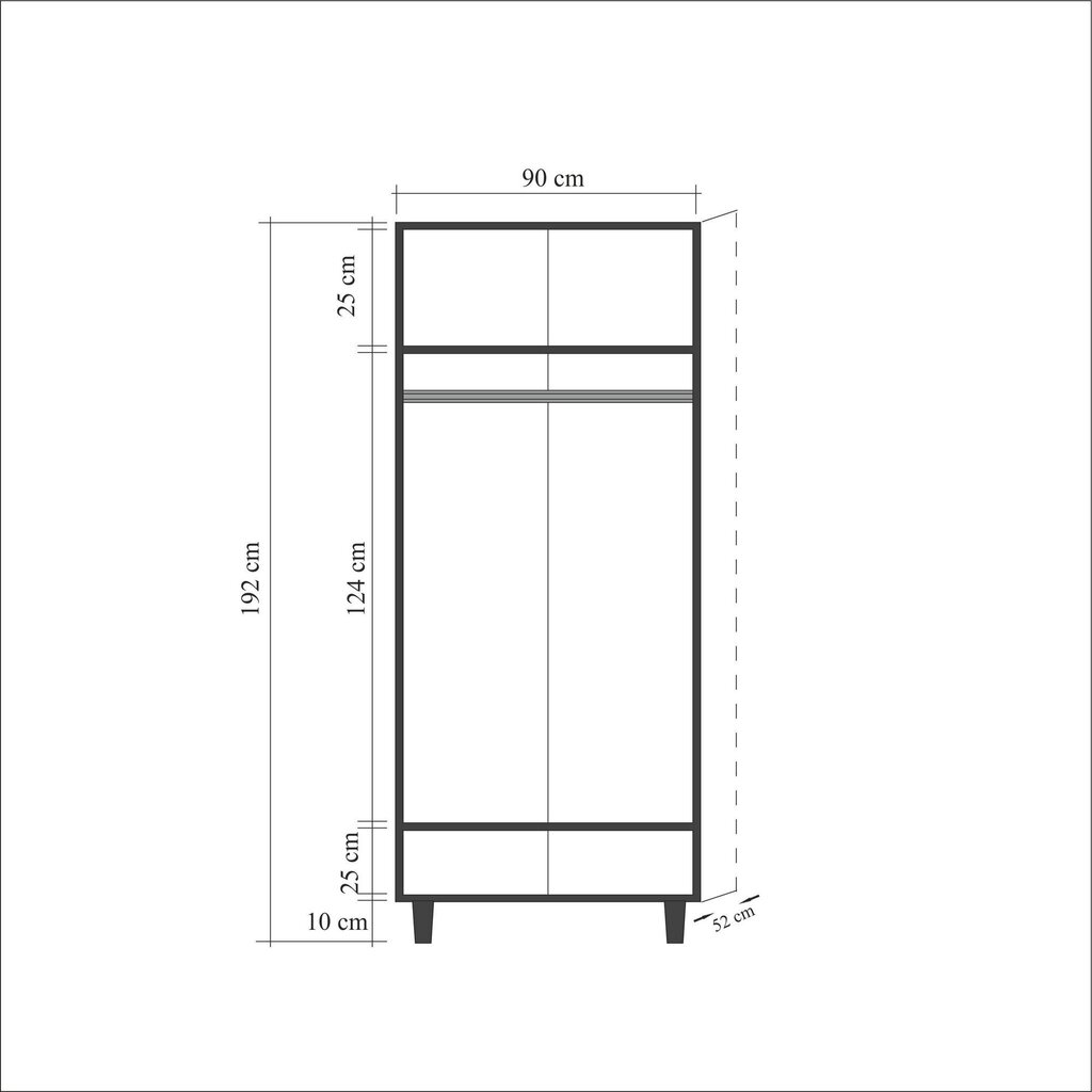 Riidekapp Kalune Design Wardrobe 863 (I), 90 cm, tamm/kollane hind ja info | Kapid | hansapost.ee