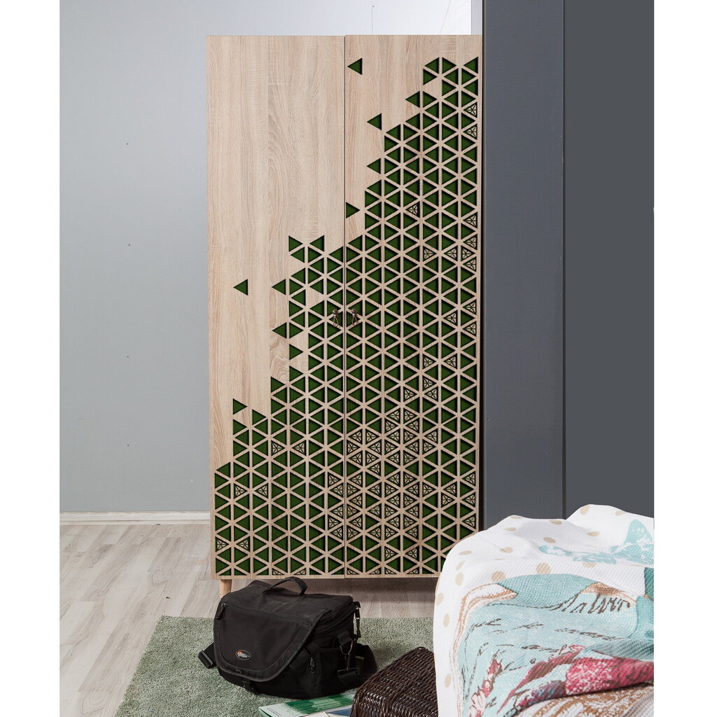 Riidekapp Kalune Design Wardrobe 869 (IV), 90 cm, tamm/roheline hind ja info | Kapid | hansapost.ee