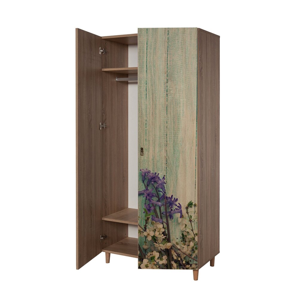 Riidekapp Kalune Design Wardrobe 863 (I), 90 cm, tamme värv/roheline цена и информация | Kapid | hansapost.ee