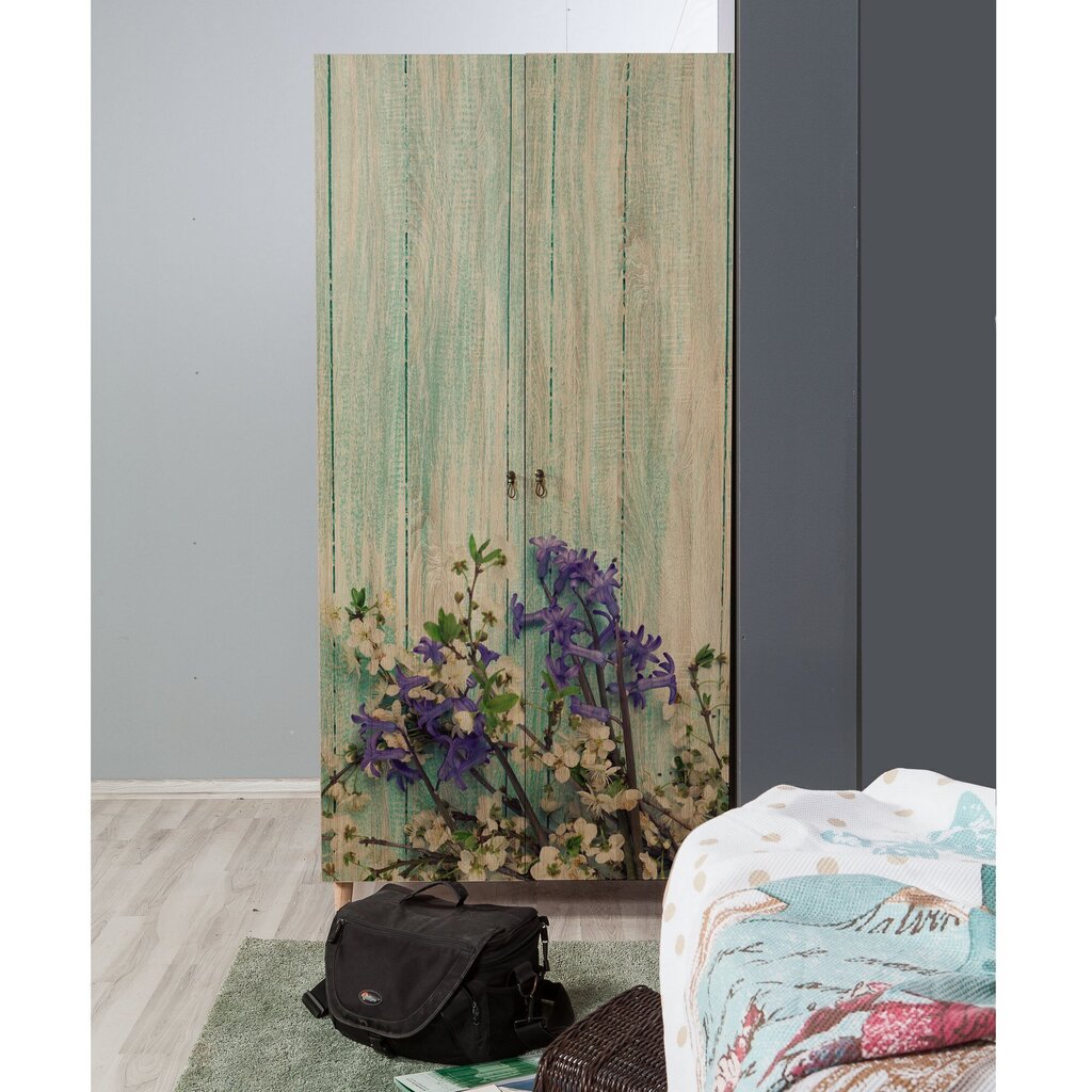 Riidekapp Kalune Design Wardrobe 863 (I), 90 cm, tamme värv/roheline цена и информация | Kapid | hansapost.ee