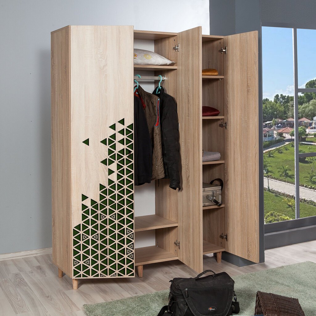 Riidekapp Kalune Design Wardrobe 863 (VI), 135 cm, roheline/tamm hind ja info | Kapid | hansapost.ee