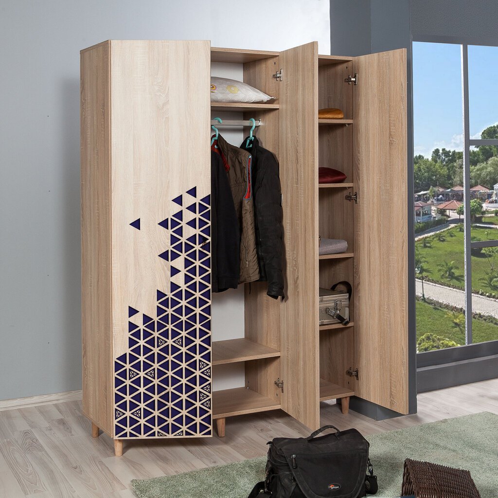 Riidekapp Kalune Design Wardrobe 863 (VI), 135 cm, tamm/sinine hind ja info | Kapid | hansapost.ee