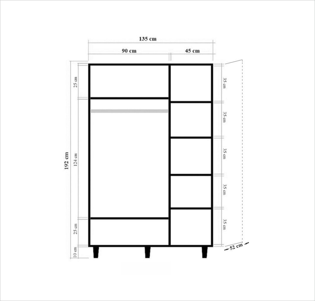 Riidekapp Kalune Design Wardrobe 863 (VI), 135 cm, tamm/kollane hind ja info | Kapid | hansapost.ee