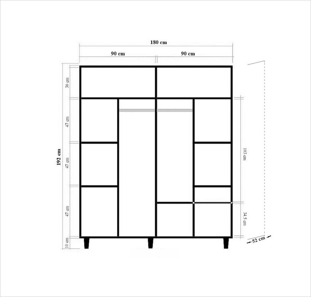 Riidekapp Kalune Design Wardrobe 869 (V), 180 cm, tamm/punane hind ja info | Kapid | hansapost.ee