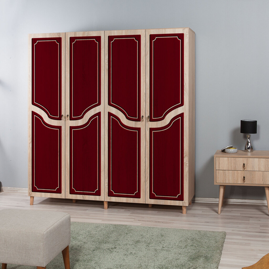 Riidekapp Kalune Design Wardrobe 863 (II), 180 cm, tamm/punane цена и информация | Kapid | hansapost.ee