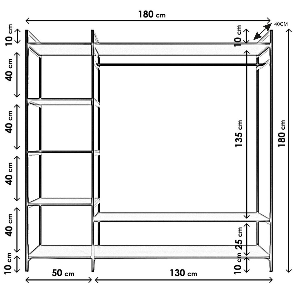 Riidekapp Kalune Design Trend L607, must hind ja info | Kapid | hansapost.ee