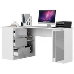 Письменный стол NORE B20, левый вариант, белый/светло-серый цена и информация | Детские письменные столы | hansapost.ee