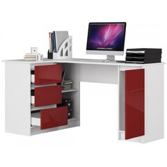 Kirjutuslaud NORE B20, vasak, valge/punane hind ja info | Arvutilauad, kirjutuslauad | hansapost.ee