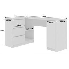 Письменный стол NORE B20, левый вариант, белый/коричневый цена и информация | Компьютерные, письменные столы | hansapost.ee