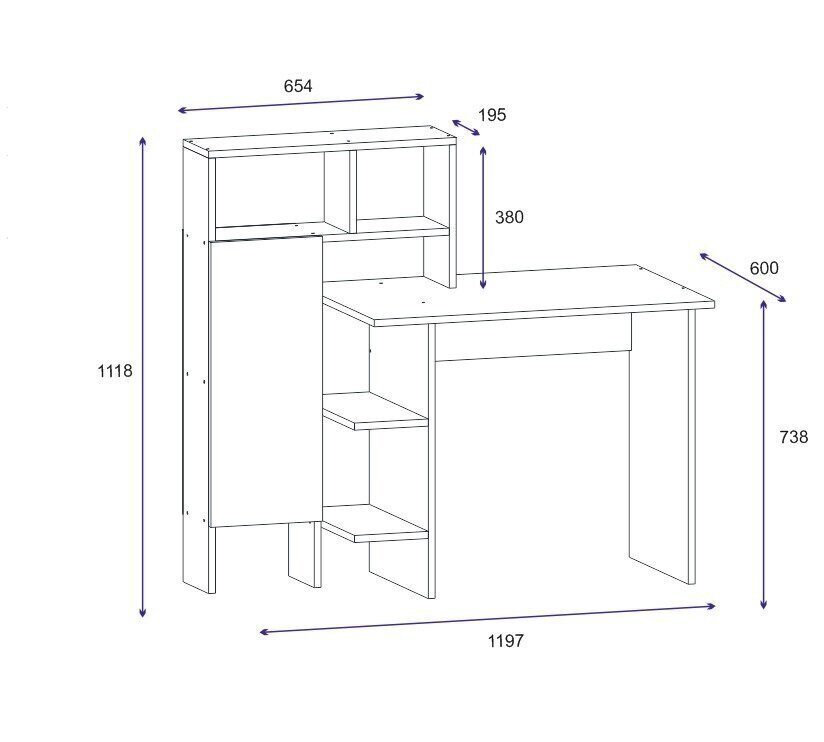 Kirjutuslaud Kalune Design Bugra, tamm/valge hind ja info | Arvutilauad, kirjutuslauad | hansapost.ee