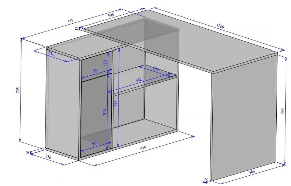 Kirjutuslaud Adrk Furniture Saulo, valge hind ja info | Arvutilauad, kirjutuslauad | hansapost.ee